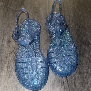 Sparkly Blue Jelly Sandals